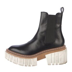 Stella McCartney Black Chelsea Ankle Boots with White Chunky Lug Sole